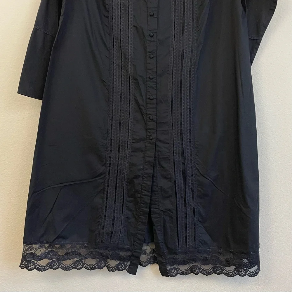 VTG Beguile Sleepwear Pintuck Lace Trim Long Sleeve Cotton Shirt‎ Dress Size 1X